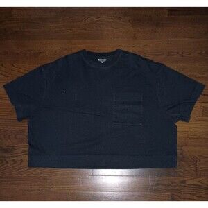 Athleta Shirt Womens XS Black Pocket Crop Top Cropped Tee T-Shirt 100% Cotton